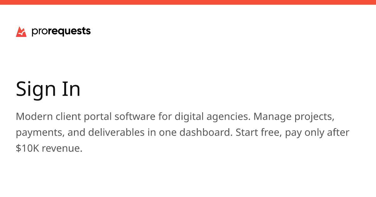 Sign In – ProRequests
